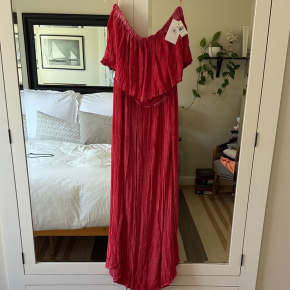 Rip Curl Strapless Dress in Red - Picture 1 of 4